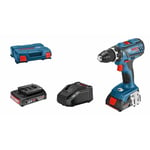 Bosch Professional 18V System perceuse-visseuse sans-fil GSR 18V-28 (couple maxi (tendre/dur)) : 28/63 Nm, avec 2 batteries 2,0 Ah, chargeur GAL 18 V-20, L-Case)