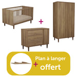 Sauthon Chambre Trio Mokka : Duo Lit little big bed Mokka, Commode 3 tiroirs 1 porte Armoire 2 portes Dispositif à langer offert