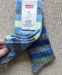 2 Pairs Genuine LEVI'S Blue & Grey Combo BOOT SOCKS 6-8 39-42 levbox1