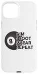 Coque pour iPhone 15 Plus Pool Aim Shoot Swear Repeat – Funny Pool Black 8 Ball