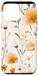 Coque pour iPhone 12 Pro Max Blanc abstrait floral mignon beige marron fleurs sauvages esthétiques