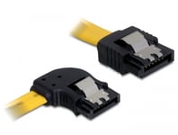 DELOCK – SATA cable with locking clip, angled-straight, 0.5m, yellow/black (82493)