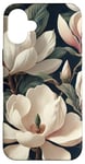 Coque pour iPhone 16 Plus Magnolias crémeux élégants sur fond sombre