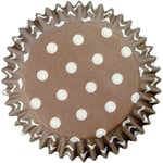 PME BC732 Brown Polka Dots Paper Baking Cases for Cupcakes, Standard Size, Pack of 60