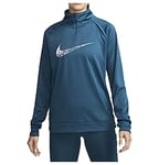 NIKE Women's Df Swoosh Run Sweatshirt, Valerian Blue/Reflective Silv, XS