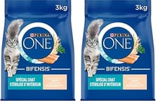 PURINA ONE Bifensis Spécial Chat Stérilisé d'Intérieur | Croquettes à la Truite et aux Céréales Complètes pour Chats Adultes | Sac de 3 kg (Lot de 2)