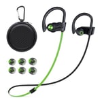 NUASI Casque Bluetooth sans Fil Sport, Ecouteur Bluetooth Sport, Bluetooth 5.3, Basses stéréo HD, Étanchéité IPX7 Écouteur Sport Adapté à la Course à Pied Cyclisme Fitness Bureau, Vert