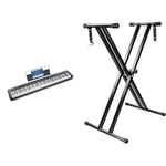 Casio CDP-S110BKC5 Fully Weighted Hammer Action Digital Piano & RockJam RJX29 Double Braced Adjustable Keyboard Stand with Locking Straps, Black