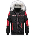 Doudoune Homme Uni Manteau Hommes Slim Veste Pour Fausse Fourrure Parka À Capuche Blouson Vêtements Masculin