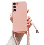 Alihtte Coque pour Samsung Galaxy S21 FE 5G avec Cordon de Collier, Coque Mince Silicone TPU Bumper Etui Housse Cordon Réglable Téléphone Portable Lanyard Case pour Galaxy S21 FE Rose