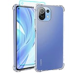 通用 Xiaomi Mi 11 Lite 5G Case, Xiaomi Mi 11 Lite Cases and Screen Protector, Shockproof Crystal Clear Slim Soft Silicone TPU Protective Phone Cover for Xiaomi Mi 11 Lite (Clear)