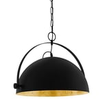 EGLO Suspension luminaire Covaleda 1, lustre suspendu industriel, vintage et rétro, lampe en acier noir et doré pour salon et salle à manger, douille E27, Ø 45,5 cm