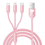 Multi Charger Cable,3 in 1 Charging Cord 1.2M 3A Nylon Braided with Micro USB Type C Lightning Fast Multiple Charger Cable Connector for iphone, Samsung Galaxy, Huawei,Oneplus, Kindle, LG, Android