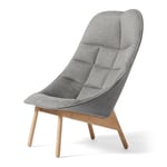 HAY - Uchiwa Quilted Lounge Chair Roden 05/ Lola Warm Grey/ Matt Lacquered Oak - Fåtöljer - Doshi Levien - Grå - Läder/Trä/Textilmaterial/Skum/Plast