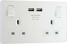 BG Electrical Evolve Double Switched Power Socket with 2 USB Charging Ports