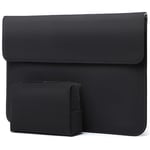 HYZUO 13.3-14 Inch Laptop Sleeve for MacBook Pro 14 M3/M2/M1 Pro/Max A2992 A2918 A2779 A2442 2024-2021, MacBook Air 13 2017-2012, 13.5 Surface Laptop 6-1, Faux Suede Leather Case with Pouch, Black-H