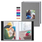 Lanpn Album Photo 10x15 Mini Petit Format 50 Pochette 2 Paquets, Lin Tissu Album pour Vertical Photos (Gris)