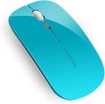 Q5 Souris sans Fil Rechargeable, Ultra-Mince Optique Mouse Silencieux 1600 DPI Réglable Wireless Mouse pour Ordinateur, PC, Portable, MacBook (Bleu)