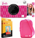 Kodak x Barbie Printomatic Full-Color Instant Print Digital Camera Barbie Starter Bundle (Iconic Style)+ Barbie Deluxe Camera Case + Zink Paper (20 Sheets)