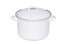 Riess, 0125-033, Pot à viande avec couvercle 22, ClASSIC-WHITE, diamètre 22 cm, hauteur 24,2 cm, émail, blanc, induction