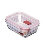 TATAY Boîte Alimentaire, de Verre, Hermétique, Capacité de 0.37 L, couvercle à pince, sans BPA, passe au micro-ondes, au four, au congélateur et au lave-vaisselle, Rouge. Mesure 11,2 x 15,2 x 5,7 cm