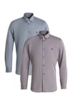 French Connection Mens 2 Pack Cotton Long Sleeve Oxford Shirt - Multicolour - Size Large