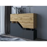 Pitt - buffet haut - 120 cm - style industriel - bois / gris