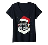 Womens Funny Dad Tee Christmas Most Likely To Tell Dad Jokes V-Neck T-Shirt