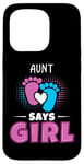 Coque pour iPhone 15 Pro Aunt Says Girl Tenue de révélation du sexe pour bébé