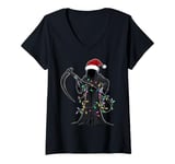 Womens Grim Reaper The Death Christmas Hat Xmas V-Neck T-Shirt