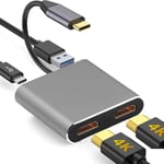 FDL USB TYPE C TO DUAL HDMI/A 2.0 ADAPTOR + POWER &amp; DATA M/F/F