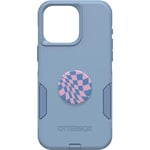 OtterBox Bundle PEAR Commuter Series Case - (Crisp Denim) + PopSockets PopGrip - (Wavy Checker), Slim & Tough, Pocket-Friendly, with Port Protection, PopGrip Included Blue