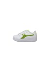 Diadora Garçon Fille Game Step P Lacquered PS Chaussure de Gymnastique, White/Acid Lime, 28 EU