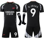 2024-2025 Arsenal Bortalag Barn Vuxen Svart Fotbollströja Kit med Strumpor No.9 G.JESUS No.9 G.JESUS 26