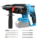 Marteau perforateur sans fil SDS Plus sans balais compatible avec batterie Makita 18 V, énergie d'impact 3,1 J, 4 fonctions, avec butée de profondeur de perçage, 4 burins et 4 perceuses (sans