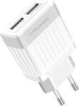 Chargeur pour téléphone Portable ou Tablette Ultra Rapide Double USB 2.1 A USB 2.0 Adaptateur de Charge Compatible Samsung iPhone iPad Huawei Xiaomi Oppo Realme LG TCL Vivo iPad.[F1863]