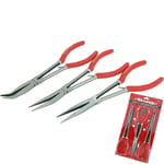 Neilsen 3pc Extra Long Nose Pliers Set Straight Bent Nose Mole Grips Pliers 11"