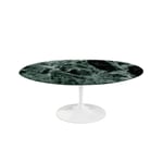 Knoll - Saarinen Oval Table - Soffbord, Vitt underrede, skiva i matt grön Alpi marmor - Soffbord - Eero Saarinen - Grön - Glas/Metall