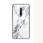 Coque Marbre pour Oppo Reno 2Z Slim Housse de Arrière en Verre Trempé avec TPU Bord étui de Protection pour Oppo Reno 2Z (Blanc)