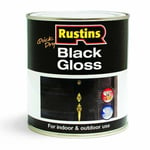 Rustins Wood & Metal Interior Exterior Quick Dry Gloss Paint 500ml - Black