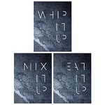 Wee Blue Coo Pack of 3 Whip Mix Eat It Up Grey Slate Kitchen Quote Minimal Typography Unframed Wall Art Living Room Prints Set