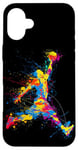 Coque pour iPhone 16 Plus Splash d'action coloré pour les amateurs de basket-ball