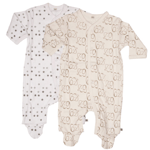 Pippi Långärmad Pyjamas med Fot 2-pack Offwhite