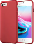 Coque Silicone Pour Iphone Se 3/2 (Modèle 2022/2020), Iphone 8/7, Protection Complète Du Corps Au Toucher Soyeux, Doublure Douce En Tissu Microfibre (Rouge)