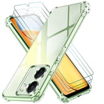 ivoler 4 en 1 Coque pour Xiaomi Redmi 13C / Poco C65 avec 3 Pièces Verre Trempé, Ultra Transparent Étui de Protection en Silicone Antichoc, Souple TPU Anti-Rayures Bumper Housse