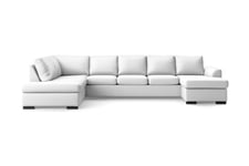 U-soffa Ohio Large med Divan Höger Konstläder - Vit Skinnsoffa Scandinavian Choice