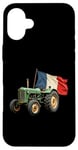 Coque pour iPhone 16 Plus Tracteur Agricole Vert Drapeau Français Agriculteur Ferme