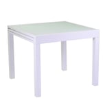 TABLE DE JARDIN EXTENSIBLE BLANC 90/180X90 H 75 EN ALUMINIUM MOD. BOISE