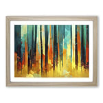 Awesome Abstract Forest Vol.1 H1022 Framed Print for Living Room Bedroom Home Office Décor, Wall Art Picture Ready to Hang, Oak A4 Frame (34 x 25 cm)