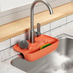 Heytea - Tapis anti-gouttes en silicone avec poignée de robinet avec porte-éponge, porte-savon à vaisselle pour évier de cuisine, tapis de séchage